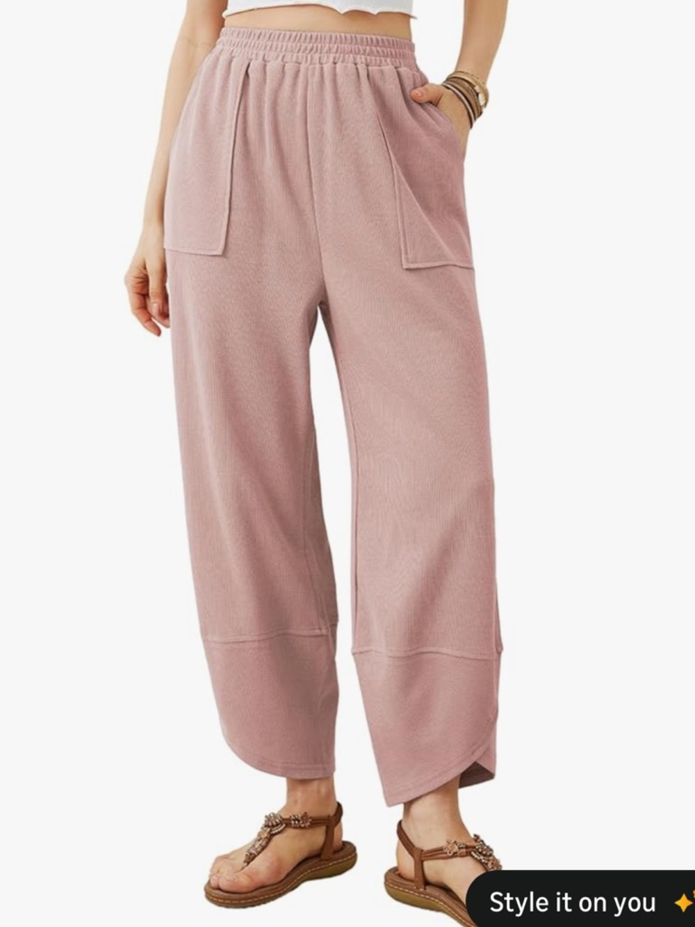 NWOT Relaxed Wide-Leg Pink Cotton Lightweight Lounge Pants Women’s Medium